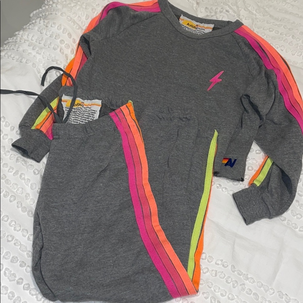Aviator Nation Neon Stripe Sweatshirt & Sweatpants